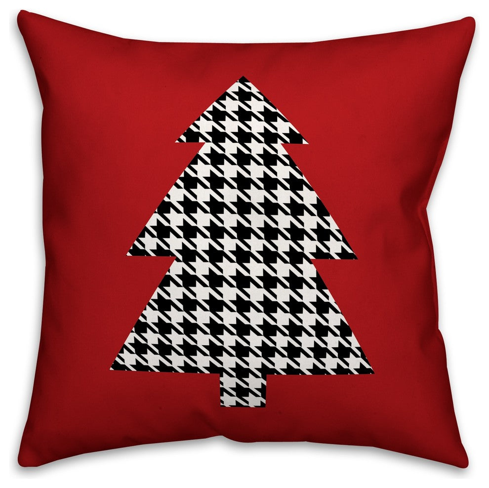 Houndstooth Christmas Tree 18x18 Spun Poly Pillow
