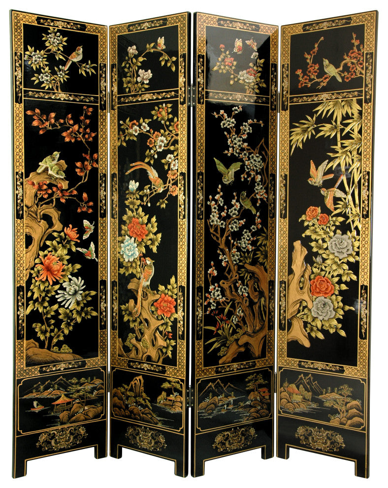 6' Tall Four Seasons Flowers Screen