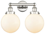Edison Large Beacon 2-Light 16" Vanity Light, Polished Nickel, Matte White Shade