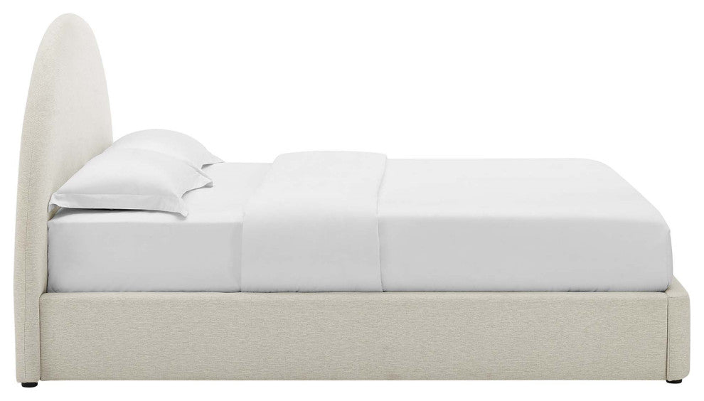Resort Upholstered Fabric Arched Round Queen Platform Bed