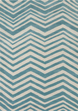 Davin Contemporary Area Rug, White and Blue, 5'x7'