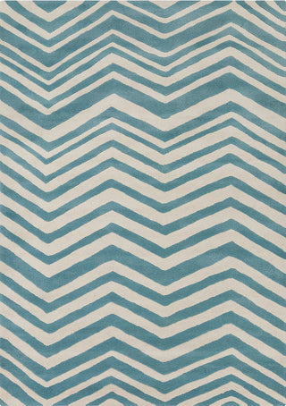 Davin Contemporary Area Rug, White and Blue, 5'x7'
