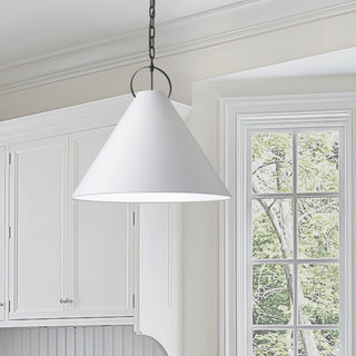 White Contemporary Pendant With Matte Black Metal
