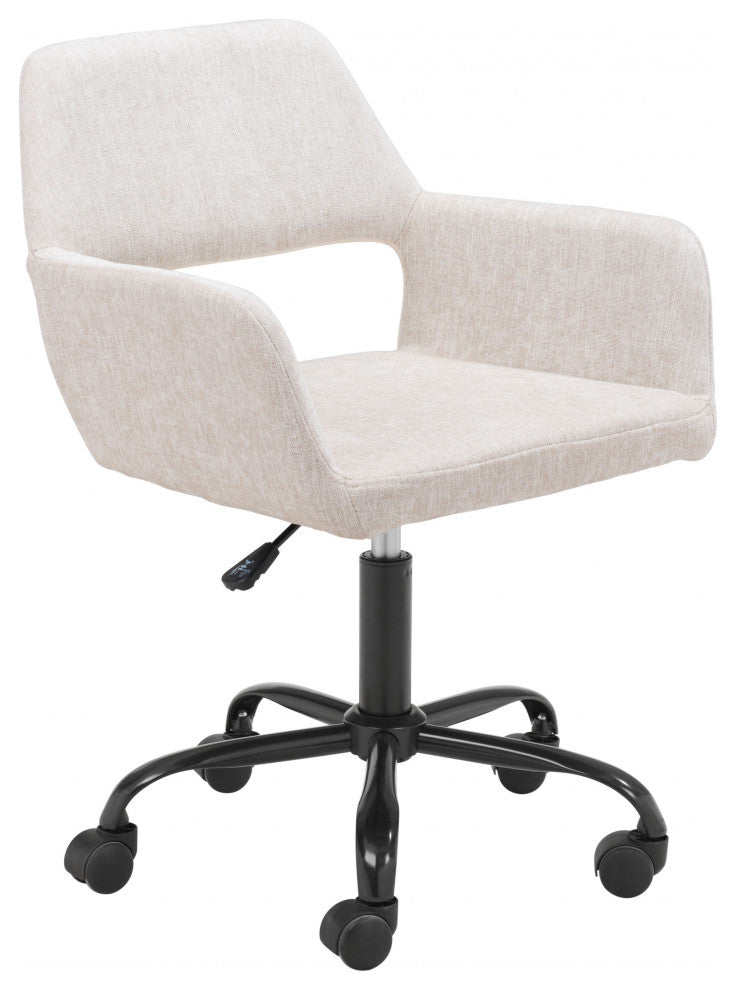Beige Linen Look Rolling Office Chair