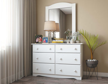 100% Solid Wood Double Dresser, White