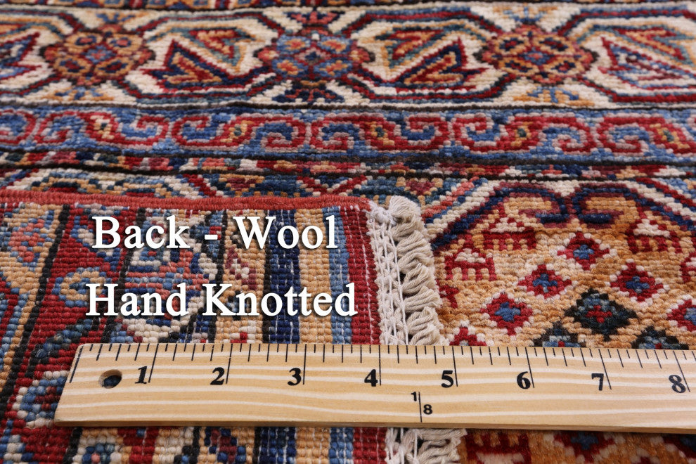 2' 6" X 9' 9" Runner Handmade Super Kazak Khorjin Rug Q7753