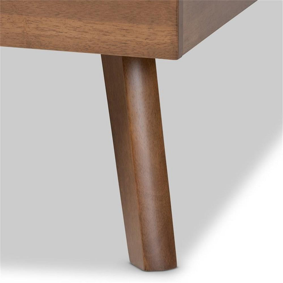 Baxton Studio Alke Full Size Dark Gray Fabric Walnut Finished Platform Bed
