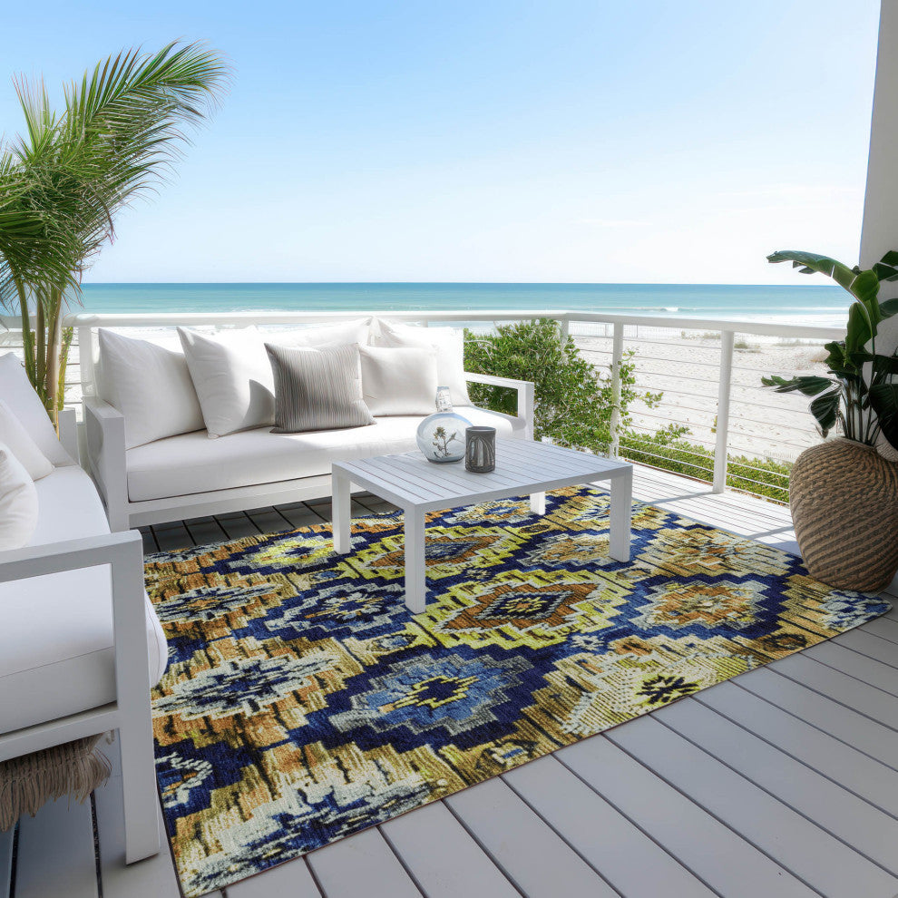 Machine Washable Indoor/Outdoor Chantille ACN1891 Navy 2'6" x 3'10" Rug