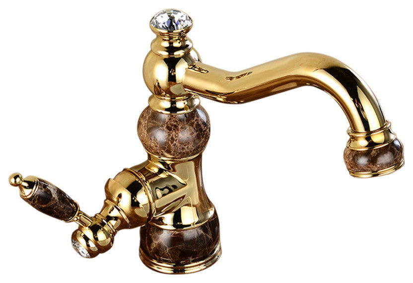 Uffizi Jade Marble Deck Mounted Single Handle Bathroom Faucet, Style 1