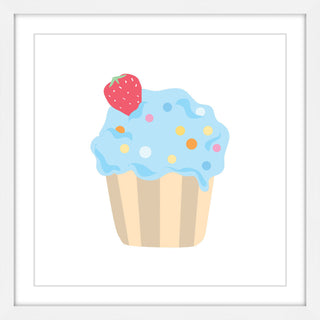 "Blue Cupcake" Framed Painting Print