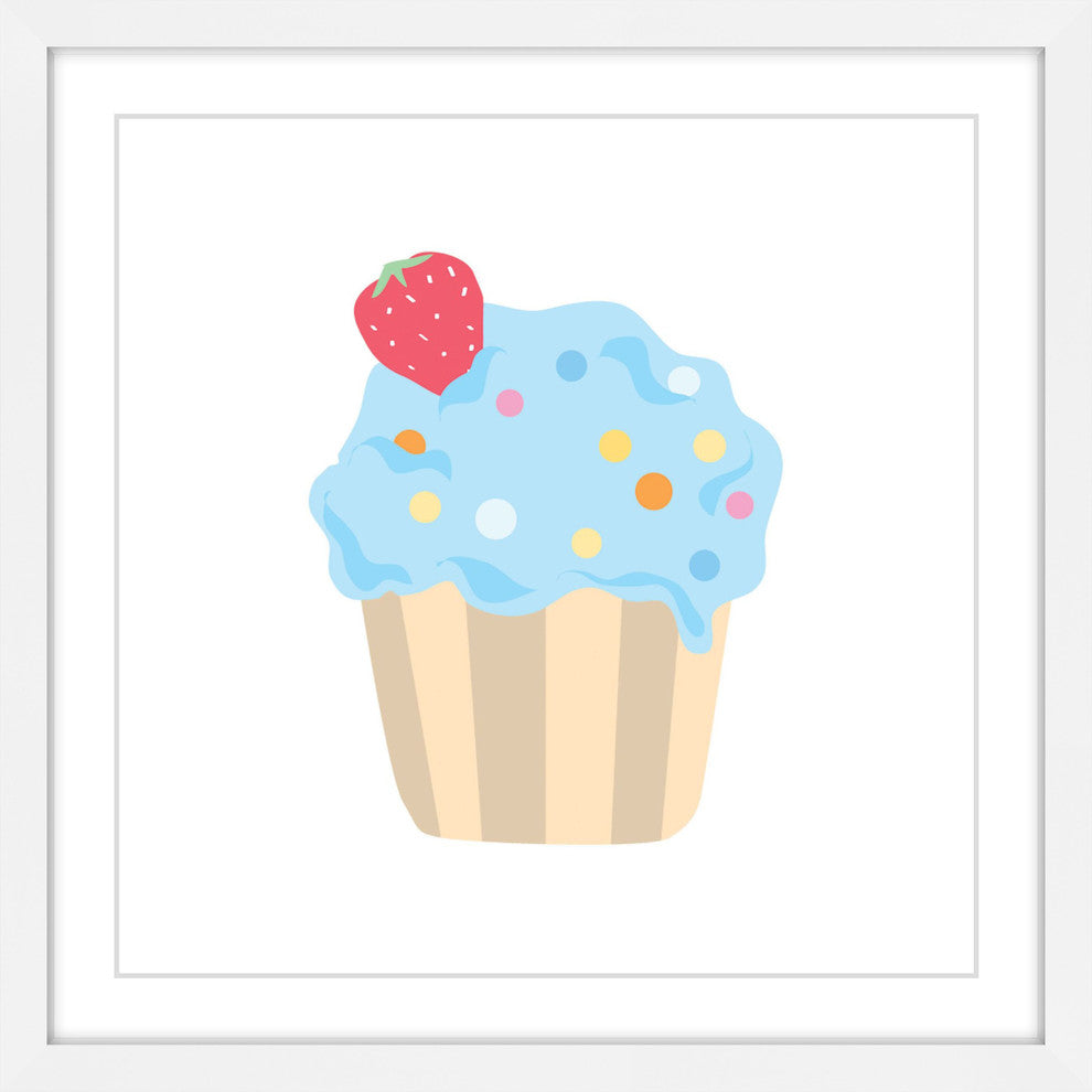 "Blue Cupcake" Framed Painting Print