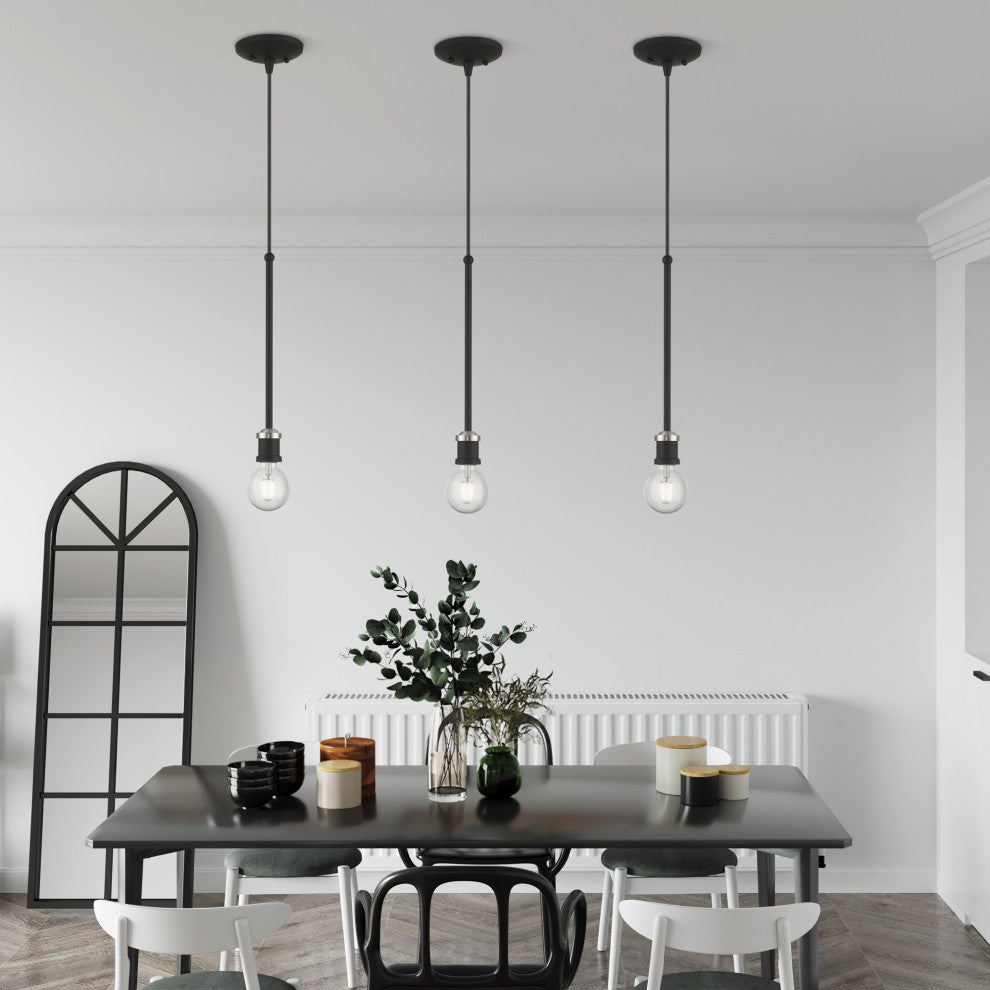 Lansdale 1 Light Black With Brushed Nickel Accents Single Pendant
