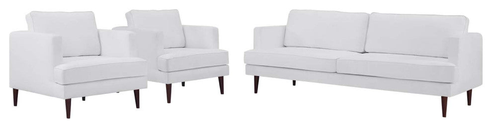 Armchair and Sofa Set, Fabric, White, Modern, Living Lounge Hotel Hospitality