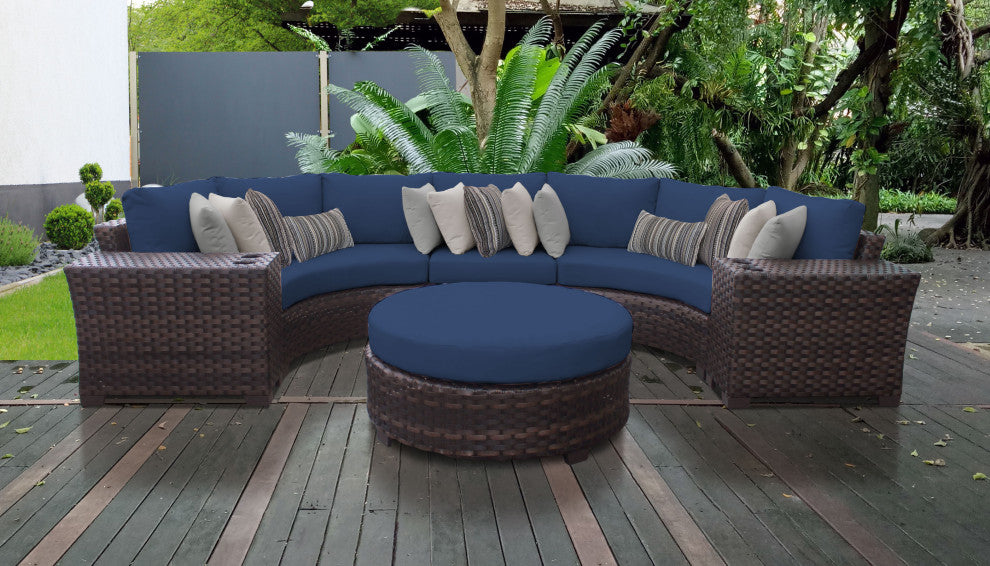kathy ireland River Brook 6 Piece Wicker Patio Furniture Set, Midnight