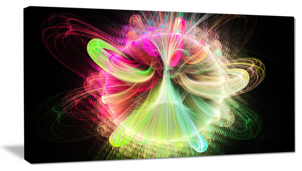 Large Circle with Yellow Curves, Floral Canvas Art Print, 40x20