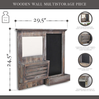 Wooden Wall Shelf With Pinboard And Chalkboard