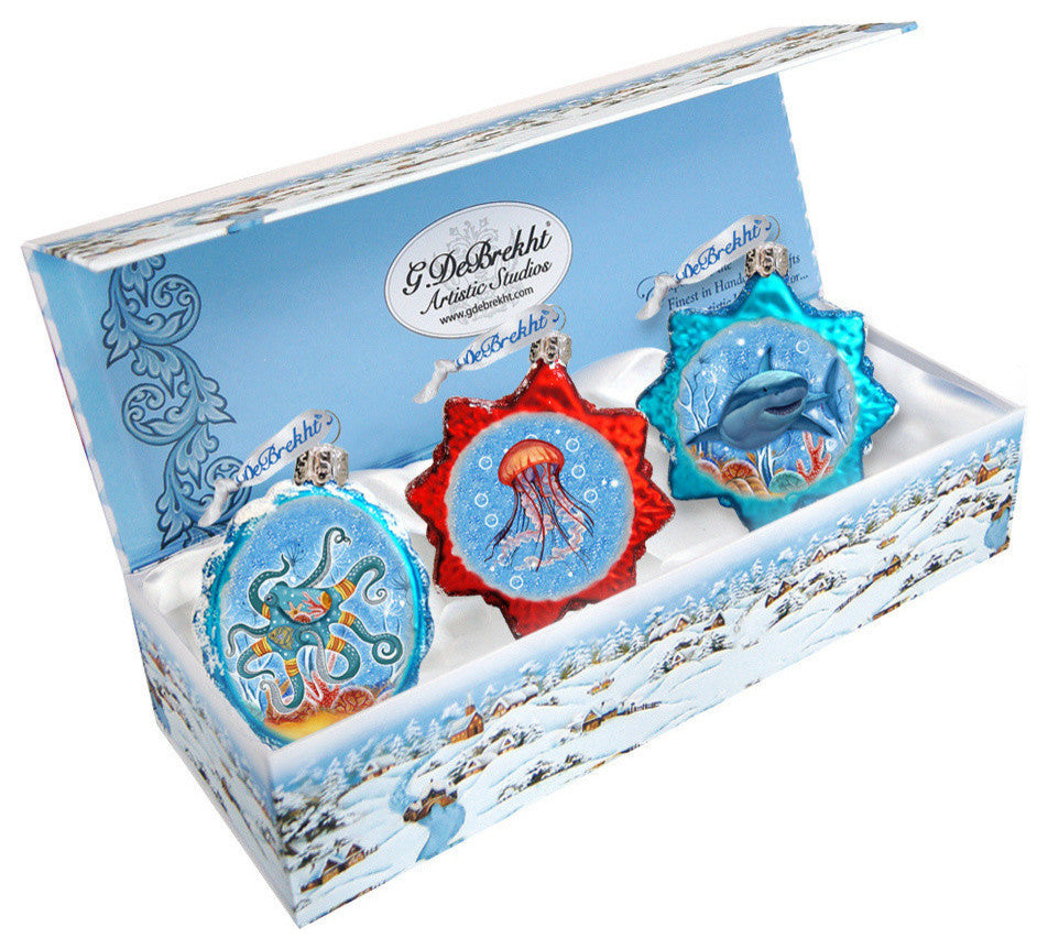 At The Sea, Set of 3 Ornaments