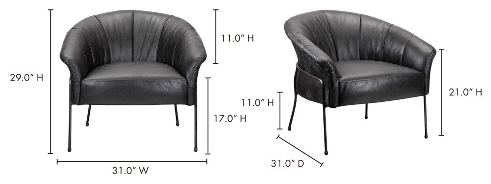Retro Gordon Arm Chair Black - Black