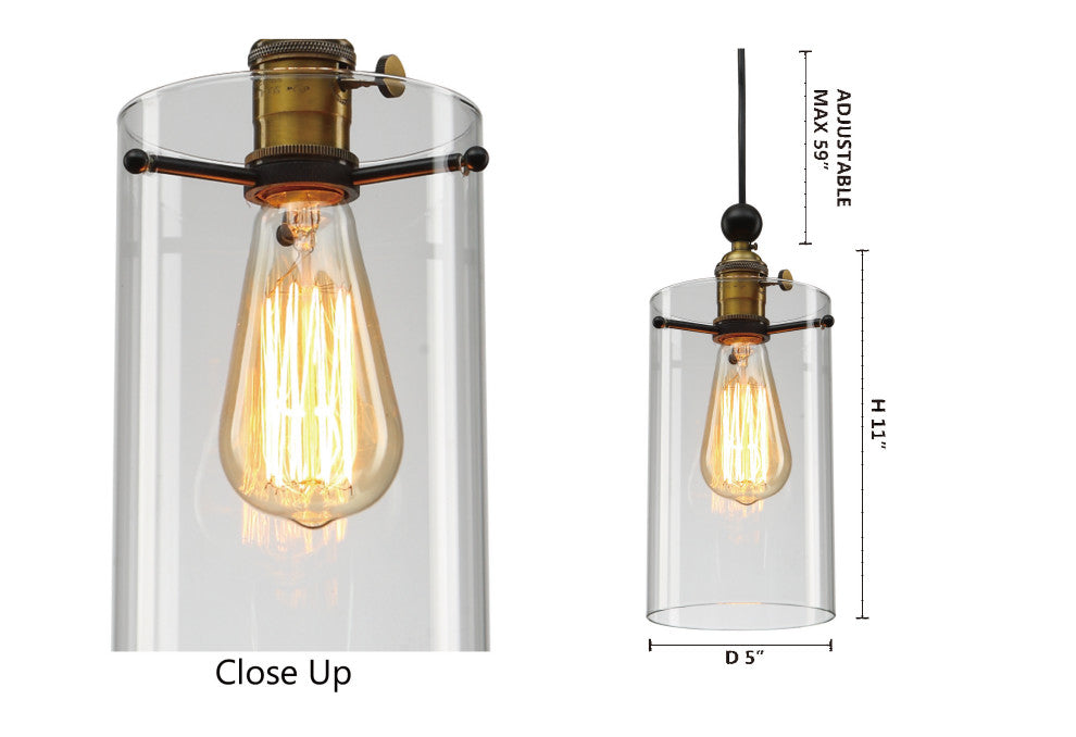 Black, Brass Frame, Clear Glass Shade