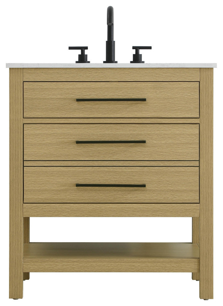 Home Living 30" Single Bathroom Vanity, Honey Brown
