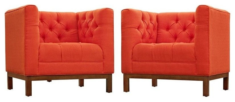 Modern Atomic Red Panache Living Room Set Upholstered Fabric, 2-Piece Set