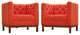 Modern Atomic Red Panache Living Room Set Upholstered Fabric, 2-Piece Set