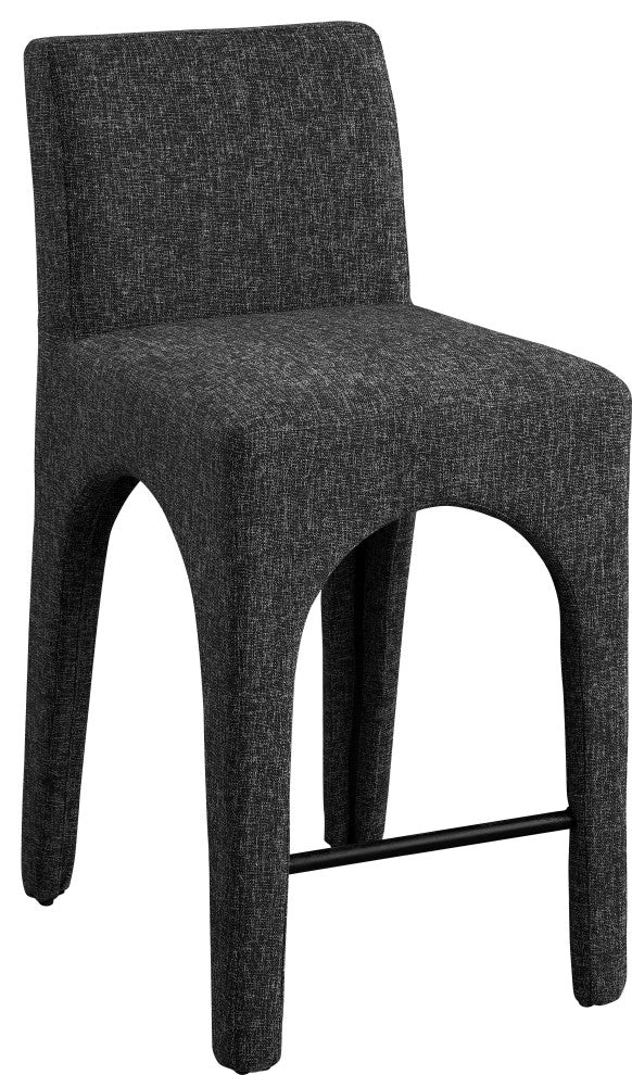 Gramercy Linen Textured Fabric Stool, Black