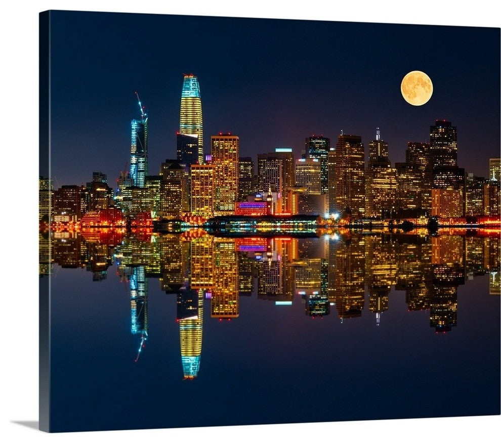 "San Francisco by night" Wrapped Canvas Art Print, 36"x30"x1.5"