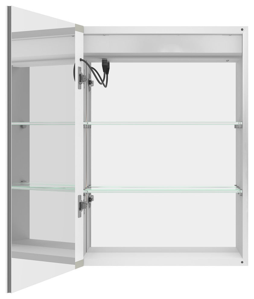 20" Surface Mount Aluminum Medicine Cabinet with Mirror and LED Lights