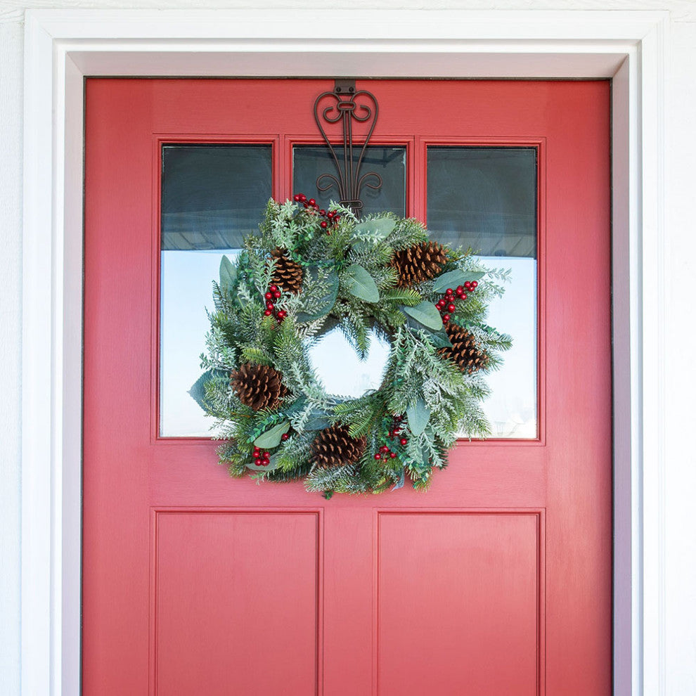24" Winter Frost Wreath-Unlit