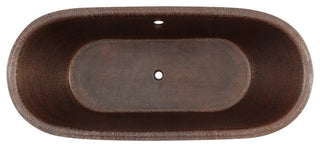 72" Hammered Copper Modern Style Bathtub, Overflow Holes & Drain Package