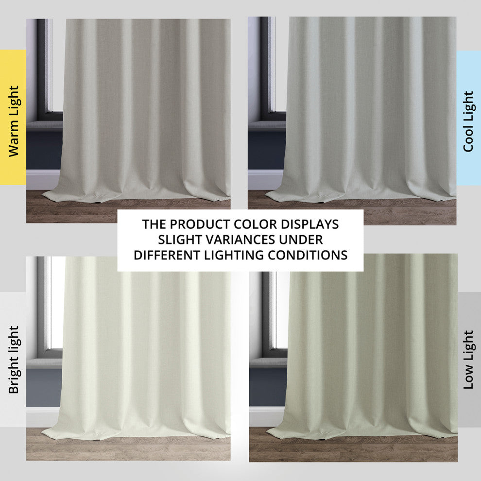 Italian Faux Linen Curtain Single Panel, Gravity Ivory, 50"x84"