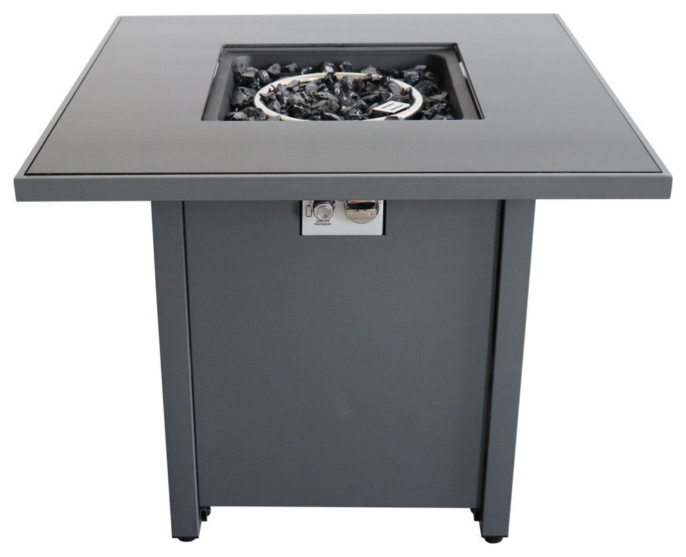 Steel Outdoor Fire Pit Table With Lid, Gray
