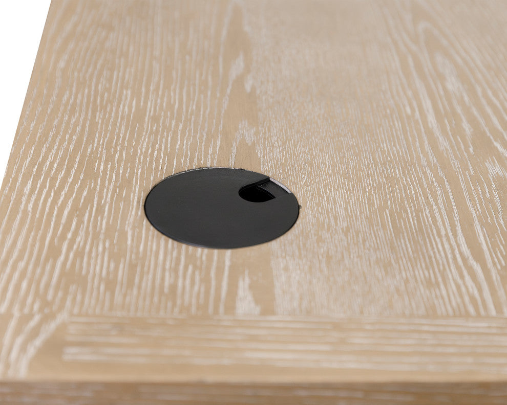 Modern Wood L-Shape Pedestal Desk With Right Facing Open Return, Light Brown