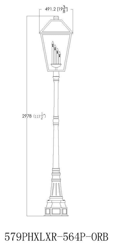 Zlite 579PHXLXR-564P-BK 4-Light Outdoor Post Mounted Fixture, Clear Beveled