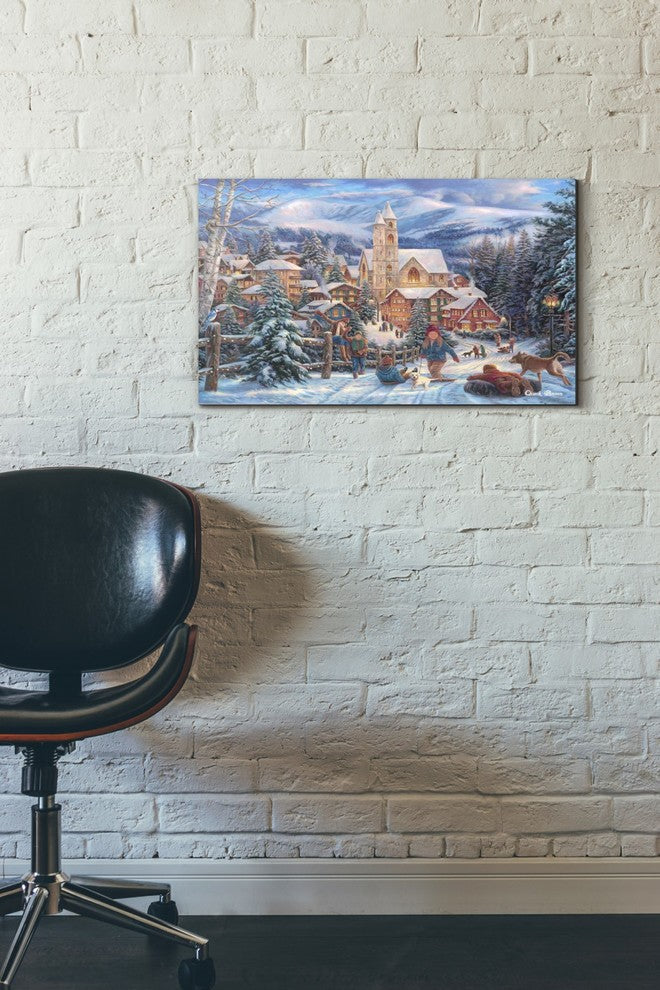 Cortesi Home "Sledding to Town" by Chuck Pinson, Giclee Canvas Wall Art, 18"x26"