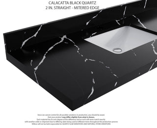 Elizabeth Oak 42" Single Sink Vanity, White 2" Calacatta Black