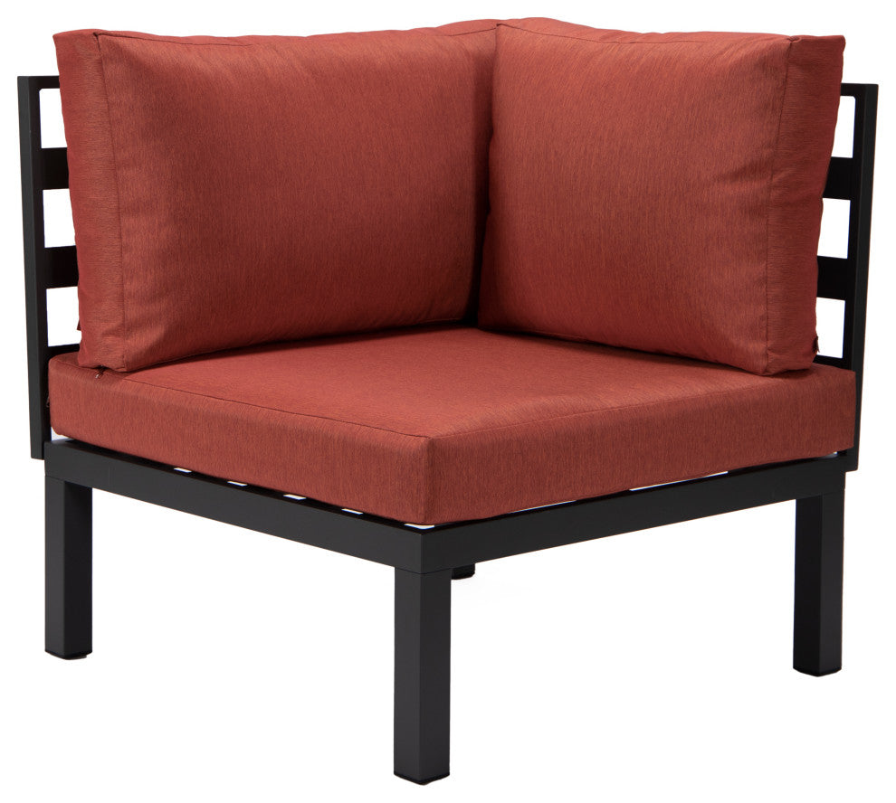 LeisureMod Hamilton 6-Piece Modular Patio Sectional Set With Cushion, Red