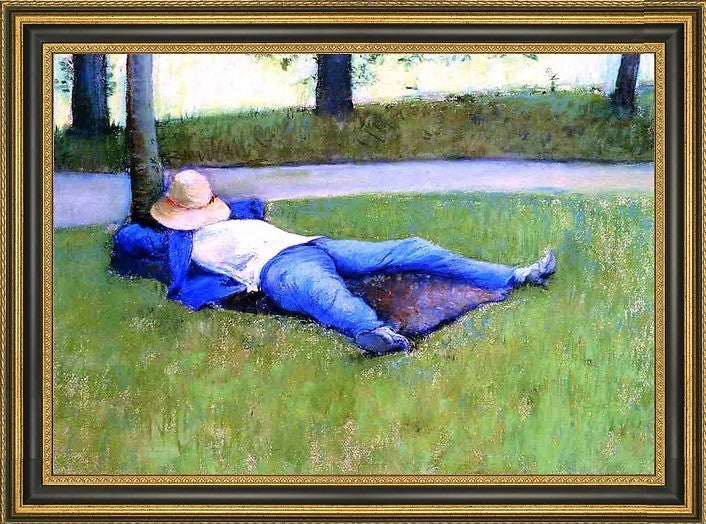 Gustave Caillebotte The Nap Framed Premium Canvas Print, 18"x27"