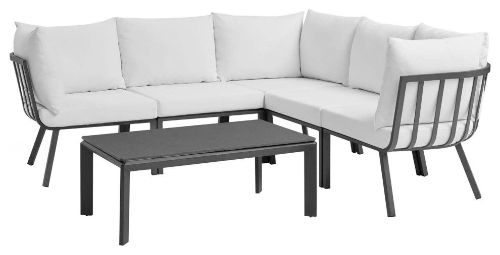 Riverside 6 Piece Outdoor Patio Aluminum Set - Gray White