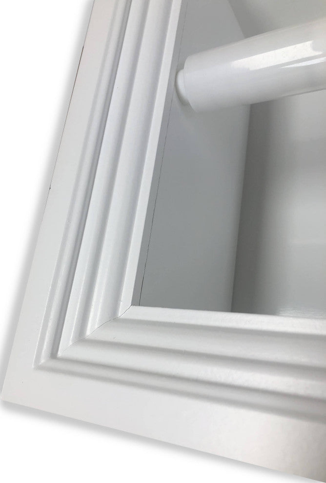 Tampa Recessed Solid Wood Toilet Paper Holder 7 x 8.5, White Enamel