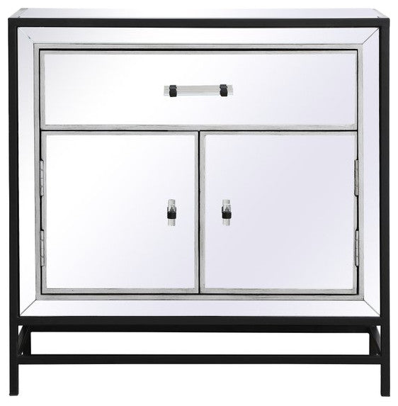 Jesse 28.5" Mirrored Cabinet, Black