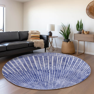 Premium Machine Washable Mayfield AMF542 Navy 8' x 8' Round Rug