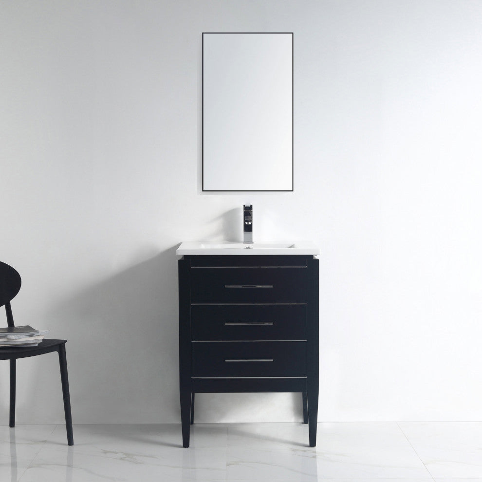 Grace 24" Single Bathroom Vanity Set, Black With Chrome Trim