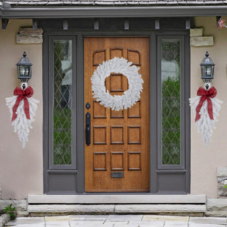 30" Snow White Artificial Teardrop Christmas Swag Unlit