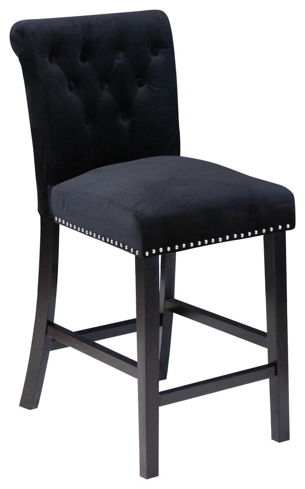 Markelo Velvet Counter Chairs, Set Of 2, Black