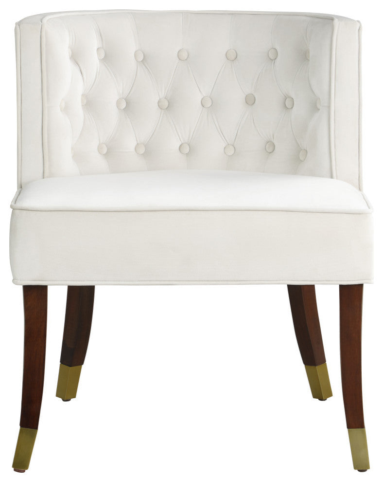 Perry Velvet Upholstered Dining Chair (Set of 2), Cream