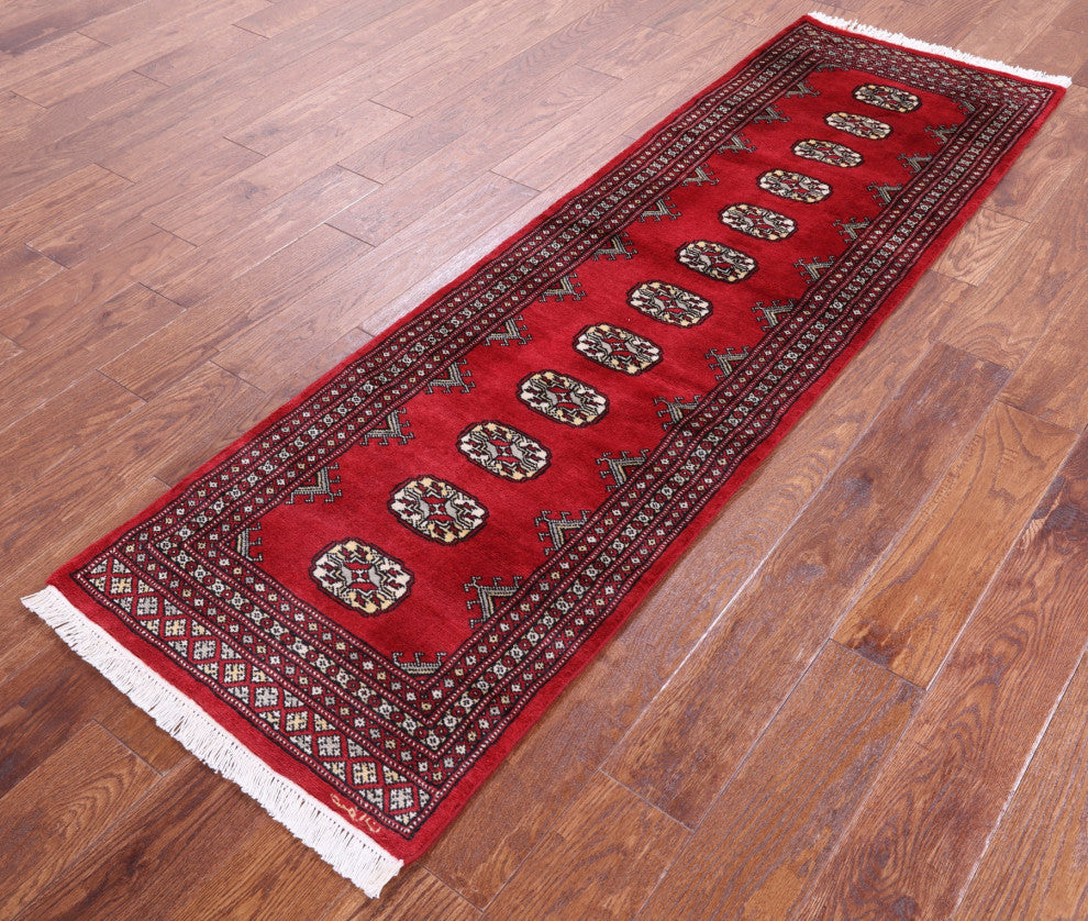 2' 1" X 6' 9" Runner Signed Silky Bokhara Hand Knotted Rug - Q13819