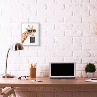 Stupell Industries Glam Fashion Giraffe Animal Painting, 11"x14", Gray Framed