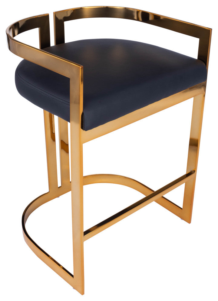 Clarence Gold and Black Faux Leather Counter Stool